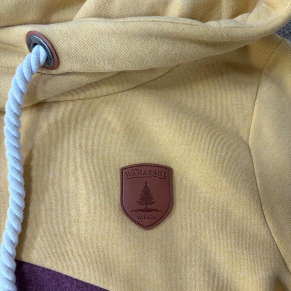 Wanakome Reyene Hooded Sweatshirt Women's XS Gold Mulburry Fleece Asymmetrical - Picture 4 of 10